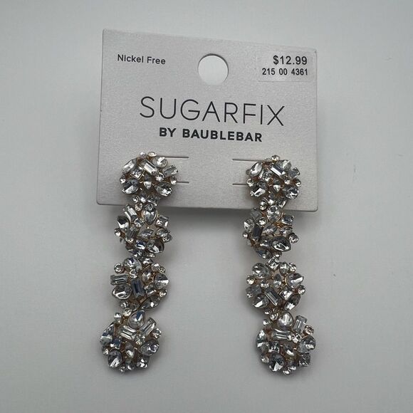 BaubleBar Silver and Crystal Cluster Earrings - Picture 4 of 4